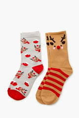 Reindeer Pom Pom Crew Socks - 2 pack | Forever 21 near me