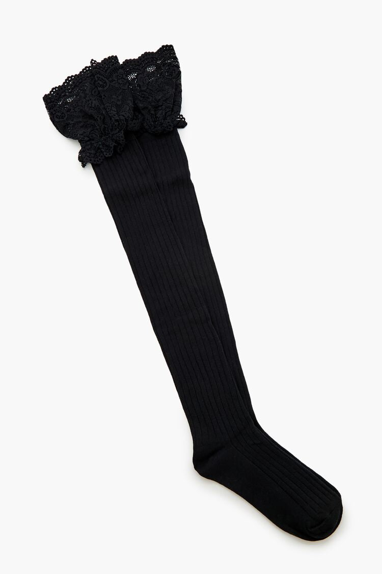 Scalloped Lace Thigh-High Socks | Forever 21 outlet