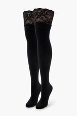 Scalloped Lace Thigh-High Socks | Forever 21 outlet