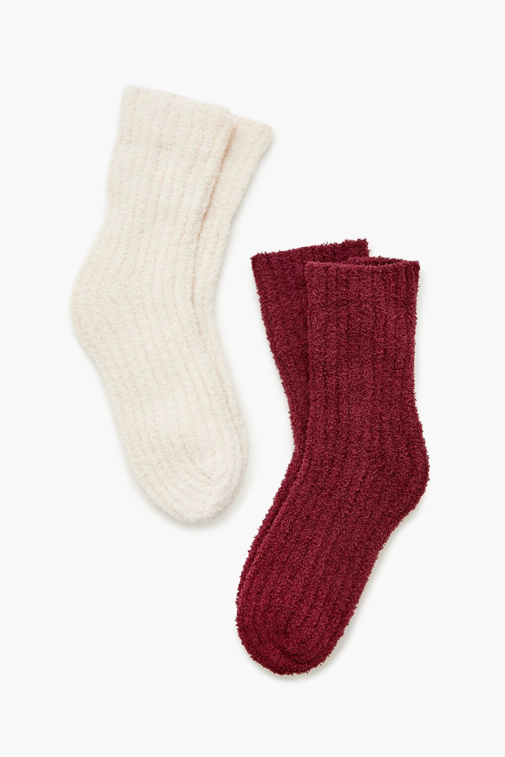 Fuzzy Ribbed Knit Crew Socks - 2 pack | Forever 21 US