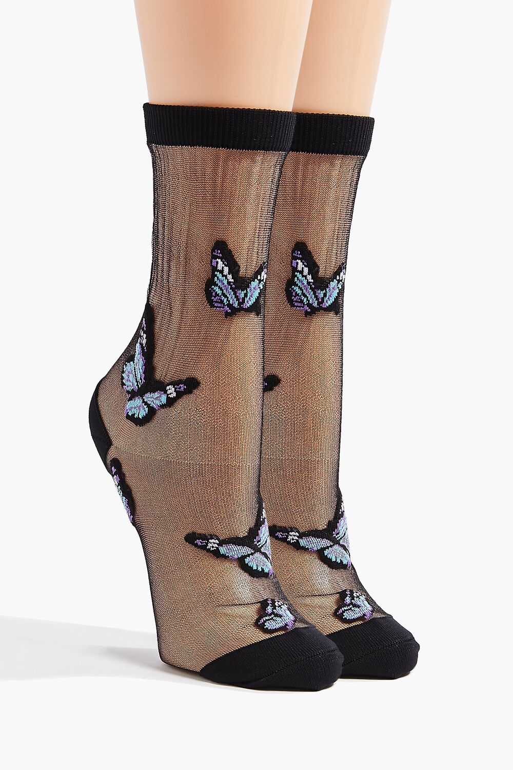 Butterfly Print Mesh Crew Socks | Forever 21 US